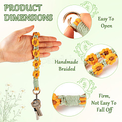 3 Stück handgemachte geflochtene Handgelenk-Lanyard-Anhängerdekorationen aus Baumwolle im 3-Stil&nbsp;AJEW-TA0001-47B