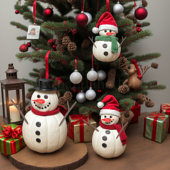 Kit de fabrication de bonhomme de neige de Noël en résine et bois&nbsp;DIY-GF0010-07