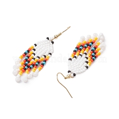 Orecchini pendenti con perline di vetro bohémien&nbsp;EJEW-MZ00338-03