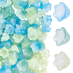 150 pièce de perles de verre peintes en aérosol transparentes bicolores de 3 couleurs&nbsp;GLAA-LT0001-04C