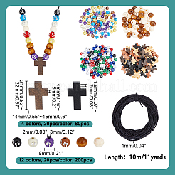 Kit per la creazione di set di gioielli in legno fai da te con tema a croce&nbsp;DIY-AR0004-75