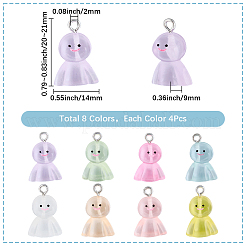 32 Uds. Colgantes de resina luminosa de 8 colores&nbsp;RESI-SC0006-50