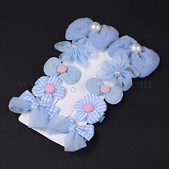 5 paire de pinces à cheveux en alligator en polyester avec nœud papillon et fleur&nbsp;PHAR-C012-01D