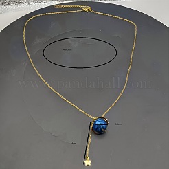Collane con ciondolo pianeta blu in acciaio inossidabile da indossare tutti i giorni e per le feste&nbsp;QY7918