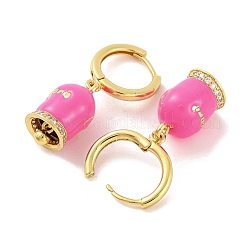 Aretes tipo campana de latón y esmalte para mujer&nbsp;EJEW-U015-25G