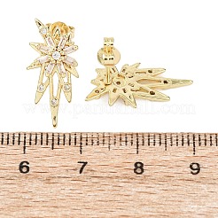 Boucles d'oreilles étoile en laiton micro pavé de zircones cubiques transparentes&nbsp;EJEW-D351-08G