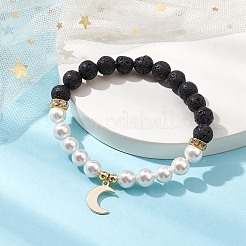 Mond 304 Edelstahl Charm Armbänder&nbsp;BJEW-JB10310-01