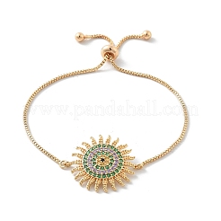 Bracelets coulissants à micro pavés de zircones cubiques en laiton et soleil&nbsp;KK-R217-49G-02