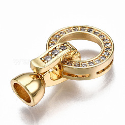 Messing Micro Pave klare Zirkonia Falte über Verschlüsse&nbsp;KK-T063-60G-NF