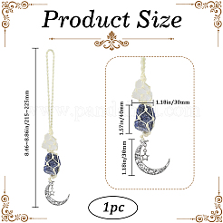 Décorations de pendentif de pochette en cristal de quartz naturel et lapis-lazuli&nbsp;HJEW-WH20002-03E