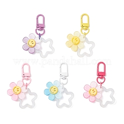 5 ciondolo decorativo a forma di fiore sorridente in acrilico di 5 colori&nbsp;HJEW-JM03872