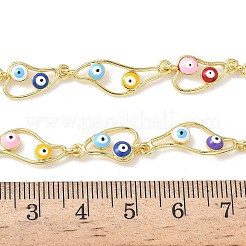Messing Emaille Böse Augen Gliederkettenhalsketten&nbsp;NJEW-G183-01G-03