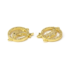 Ciondoli connettore in ottone con micro pavé di zirconi chiari&nbsp;KK-E068-VB059
