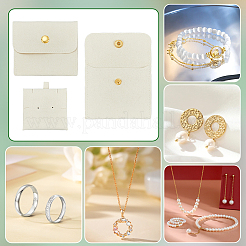 Bolsas de almacenamiento de joyas de tela de microfibra con botón de latón&nbsp;ABAG-WH0070-05A