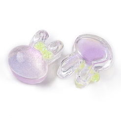 Cabochons décodés lapin en résine époxy transparente&nbsp;CRES-P035-02A