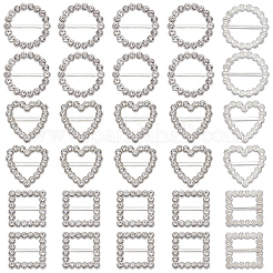 60 Stück 3 Stile Legierung Strass Schiebeschnallen&nbsp;FIND-CY0001-92