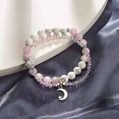 Mehrreihiges Armband mit Mond- und Sternanhänger&nbsp;BJEW-TA00033-03