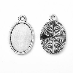 Antique alliage d'argent style tibétain supports cabochons plat pendentif ovale&nbsp;X-TIBEP-M022-36AS