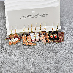 5 par de pendientes colgantes de aleación de esmalte de Halloween&nbsp;FS-WGBF0DA-02