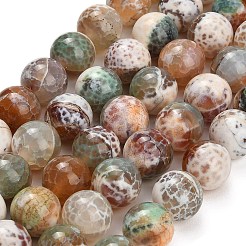 Brins de perles d'agate craquelée au feu naturel (teintes et chauffées)&nbsp;G-K425-A03-14mm