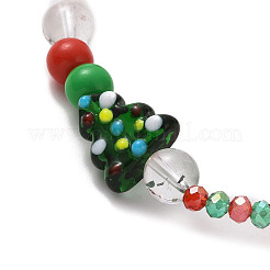 Lampwork & cristal de quartz naturel & bracelet extensible acrylique&nbsp;BJEW-TA00256
