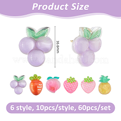 60 ensemble de 6 punaises en résine opaque et en fer pour fruits&nbsp;AJEW-FH00041