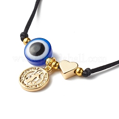 Set di braccialetti con cordone di perline cuore malocchio per donne ragazza&nbsp;BJEW-JB06770