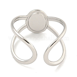 Componenti per anello polsino ovale in acciaio inossidabile 304 anti-ossidazione&nbsp;X-RJEW-A043-07P