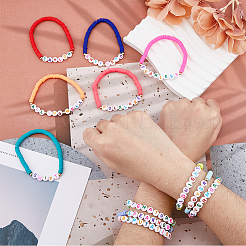 12pcs 12 Stil handgefertigte Fimo Heishi Surfer Stretch Armbänder Set&nbsp;BJEW-AN0001-46
