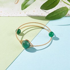 Bracelet jonc perlé rond en aventurine verte naturelle&nbsp;BJEW-JB07816-02