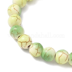 Pulseras elásticas de cuentas redondas y de tortuga turquesa sintéticas con pintura para hornear para hombres y mujeres&nbsp;BJEW-JB12340-03