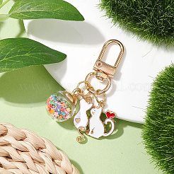 Decorazioni pendenti in smalto in lega di gatto&nbsp;HJEW-JM01981-01