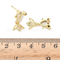 Orecchini pendenti a forma di pesce con micro pavé di zirconi cubici in ottone&nbsp;EJEW-K320-01G-22
