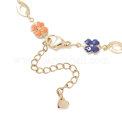 Collares de cadena con eslabones de latón esmaltado con ojo turco y trébol&nbsp;NJEW-JN05762