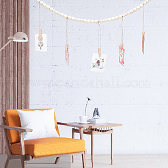 2 Stück 2 Stile Wandbehang Fotodisplay mit Holzperlengirlande&nbsp;WOOD-GO0001-02