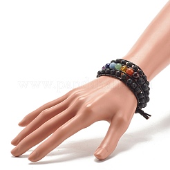 Bracelet en pierre de lave naturelle et pierres précieuses mélangées avec arbre de vie&nbsp;BJEW-JB07700