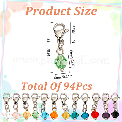 96 Stück 12 Farben Doppelkegel Glas Anhänger Dekoration&nbsp;HJEW-GO00064