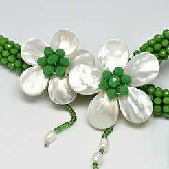 Blumen Glasperlen Lariat Halsketten&nbsp;NJEW-P102-37B