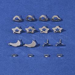 16 pièce de 4 styles de boucles d'oreilles à tige en acier inoxydable 304&nbsp;STAS-FS0001-85P