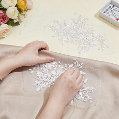 Toppa in tessuto ricamata in poliestere con fiori&nbsp;PATC-WH0009-92B