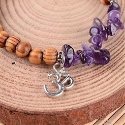 Braccialetti di fascino gemma perline di chip naturale&nbsp;BJEW-JB02302
