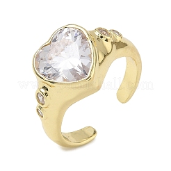 Offene Manschettenringe aus Messing mit Zirkonia-Pavé für Damen&nbsp;RJEW-L343-08G-01
