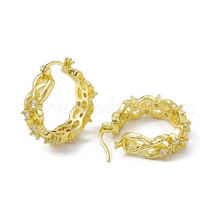 Pendientes de aro de circonita cúbica transparente de latón chapado en rack para mujer&nbsp;EJEW-M213-34G