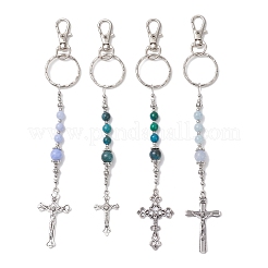Porte-clés pendentif croix en pierre précieuse et alliage&nbsp;KEYC-JKC01449