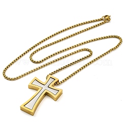 201 colliers avec pendentif croix en acier inoxydable&nbsp;NJEW-S007-20C-GP