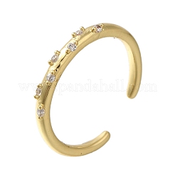 Manschettenfingerringe aus Messing mit Mikropflaster und Zirkonia für Damen&nbsp;RJEW-C115-01G-01