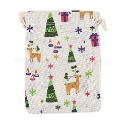 10 Stück 5 Stile bedruckte Polycotton-Verpackungsbeutel (Polyester-Baumwolle) mit Kordelzug&nbsp;ABAG-YW0001-04