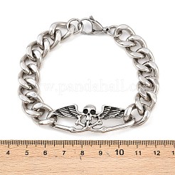 Armbänder aus Edelstahl im kubanischen Gliederstil&nbsp;BJEW-D379-03ASP