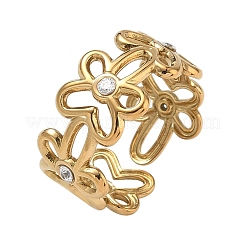 Bagues ouvertes en acier inoxydable 304 avec micro pavé de zircones cubiques&nbsp;SA-CBAFEB5-05G