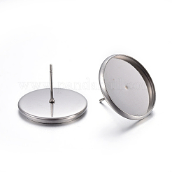 Supports de boucles d'oreilles à tige rondes et plates en acier inoxydable 304&nbsp;LS-STAS-I323-6mm-P